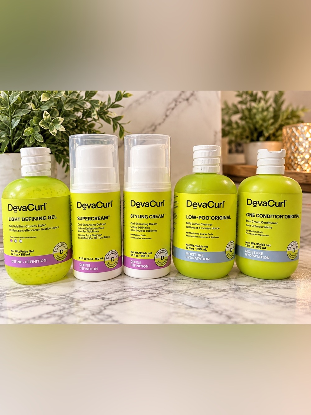 NEW! DevaCurl 5 Pc Curl Hair Care Bundle Shampoo Conditioner Gel Cream
